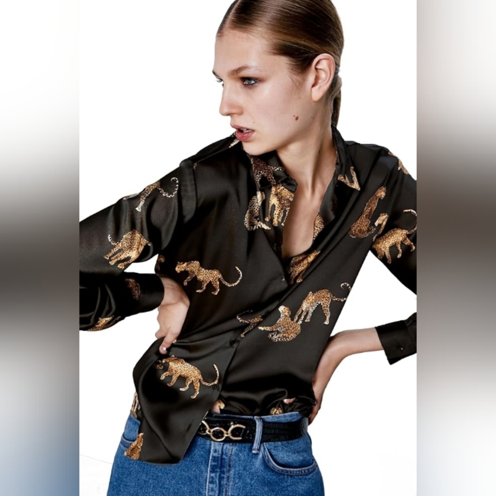 Vero Moda Cream and Brown Patterned Blouse Blouse for Work Or Casual Sheer